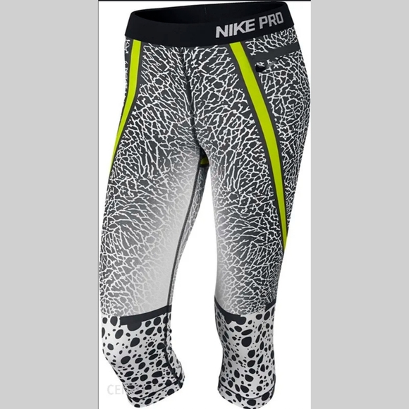 Nike Dri-fit Pro 3/4 Capri Volt/Black/White - Picture 8 of 9